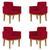 KIT 4 Cadeiras Reforçada Escritório Poltrona  Vermelho