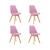 Kit 4 Cadeiras Saarinen Wood Com Estofamento Várias Cores Rosa