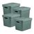Kit 4 Caixa Organizadora Plástico Cube M 18l Ou Cc 450 Verde Eucalipto