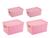 Kit 4 Caixas Organizadoras Rattan com tampa Sendo 2 de 15L e 2 de 6,5 Litros Rosa