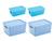 Kit 4 Caixas Organizadoras Rattan com tampa Sendo 2 de 15L e 2 de 6,5 Litros  Azul