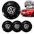 Kit 4 Calotinha Centrais Aro 14 15 4x100 VW Gol G2 95/99 EMBLEMA PRETO