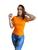 Kit 4 Camisetas Baby Look Feminina New Basics Slim Fit Gola Redonda 100% Algodão Laranja