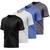 Kit 4 Camisetas Masculina Dry Manga Curta Proteção UV Slim Fit Básica Academia Treino Fitness Preto, Chumbo