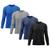 Kit 4 Camisetas Masculina Térmica Proteção Solar UV  50/ Academia Tshirt Esporte Dry Manga Longa Preto, Azul