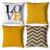 Kit 4 Capa de Almofada 40cm x 40cm Decorativas Estampadas Digital Coloridas Sala Sofá Quarto Chevron Amarelo