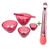 Kit 4 Cubetas De Silicone, 1 Espátula Estética E Pincel Pink Máscara vermelho