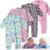 KIt 4 Macacão Soft Bebê Longo Protetor de Ziper Punhos Roupa Infantil Inverno Menino Menina Tamanhos P M G 1 2 3 Menina