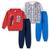 Kit 4 Peças Conjunto de Moletom Juvenil Masculino Roupa Inverno Menino - 2 Jaquetas e 2 Calças Cinza, Vermelho