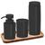 Kit 4 Peças Conjunto para Banheiro Dispenser Sabonete Liquido Porta Algodão e Escova com Bandeja de Bambu Hire Dórica Preto