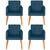 Kit 4 Poltronas Decorativa para Recepção Sala de Estar Sala de Espera estofada pés palito madeira Azul Marinho