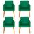 Kit 4 Poltronas Decorativa para Sala de Estar Recepção Sala de Espera estofada pés palito madeira Verde