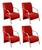 Kit 4 Poltronas Sevilha Cadeira Braço Alumínio Conjunto Sala Recepção Suede Vermelho 100