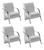 Kit 4 Poltronas Sevilha Cadeira Braço Alumínio Conjunto Sala Recepção Corino Branco 190