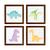 Kit 4 Quadros Decorativos quarto Infantil Dinossauro Tabaco