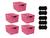 Kit 5 Caixas/Cesto Organizador Rattan Multiuso + Etiquetas Rosa