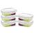 Kit 5 Potes de Vidro 640ml Hermético c/ Tampa Vedação de Silicone Marmita Fitness Saladas Frutas Azul