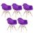 KIT - 5 x cadeiras Charles Eames Eiffel DAW com braços - Base de madeira clara - Roxo