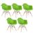 KIT - 5 x cadeiras Charles Eames Eiffel DAW com braços - Base de madeira clara - Verde-claro