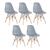 KIT - 5 x cadeiras Charles Eames Eiffel DSW - Base de madeira clara Cinza médio, Assento nacional