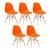 KIT - 5 x cadeiras Charles Eames Eiffel DSW - Base de madeira clara Laranja, Assento nacional