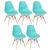KIT - 5 x cadeiras Charles Eames Eiffel DSW - Base de madeira clara Verde tiffany, Assento nacional
