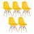 KIT - 5 x cadeiras estofadas Eames Eiffel Botonê - Base de madeira clara Amarelo