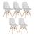 KIT - 5 x cadeiras estofadas Eames Eiffel Botonê - Base de madeira clara Cinza-claro