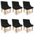 Kit 6 Cadeiras Estofadas para Sala de Jantar Base Fixa de Madeira Castanho Lia Linho Preto - Ibiza Preto