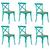 Kit 6 Cadeiras Katrina X Azul Turquesa Assento Bege Aço New Green BEGE
