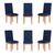 KIT 6 Cadeiras Reforçadas para Mesa de Jantar Balaqui Decor Azul Marinho