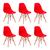 Kit 6 CadeirasDe Jantar Eames Para Escrivaninha Escritório Plástico Pés De Madeira Decoração Mesa - Cores Vermelho