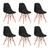 Kit 6 CadeirasDe Jantar Eames Para Escrivaninha Escritório Plástico Pés De Madeira Decoração Mesa - Cores Preto