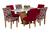 Kit 6 Capas de Cadeira de Jantar mista esmtampada Luxo Decoração Elegante floral vermelha/vermelha