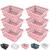 Kit 6 Cesto Organizador Multiuso Decorativo Pequeno p/ Gaveta Armário 16x13 cm Rosa