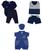 Kit 6 Peças Camiseta Macacão Body Calça Recém-nascido Menino Azul marinho