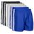 Kit 6 Shorts Futebol Masculino Plus Size Cós Elástico Faixa Preto, Cinza, Azul royal