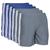 Kit 6 Shorts Futebol Masculino Plus Size Cós Elástico Faixa Azul escuro, Chumbo
