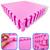 Kit 6 Tapete Infantil EVA Estilo Piso Tatame 50x50cm 20mm (1,5m²) Grosso Emborrachado Crianças Bebes Academia Exercícios Encaixe + Bordas Acabamento Rosa pink
