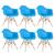 KIT - 6 x cadeiras Charles Eames Eiffel DAW com braços - Base de madeira clara - Azul-céu