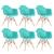 KIT - 6 x cadeiras Charles Eames Eiffel DAW com braços - Base de madeira clara - Verde Tiffany