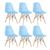 KIT - 6 x cadeiras Charles Eames Eiffel DSW - Base de madeira clara Azul claro - Assento nacional