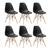 KIT - 6 x cadeiras Charles Eames Eiffel DSW - Base de madeira clara Preto