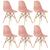 KIT - 6 x cadeiras Charles Eames Eiffel DSW - Base de madeira clara Rosa quartz