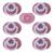 Kit 7 Chupetas Magnética Com Imã Embutido Para Boneca Reborn Rosa transp, Com desenho