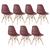 Kit - 7 x cadeiras Charles Eames Eiffel DSW - Base de madeira clara Marrom