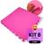 Kit 8 Placa Tapete Infantil Peça EVA Estilo Tatame 50x50cm 10mm (2m²) Emborrachado Crianças Bebes Exercícios c/ Encaixe + Bordas Acabamento Rosa pink