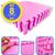 Kit 8 Tapete Infantil EVA Estilo Piso Tatame 50x50cm 20mm ( 2m²) Grosso Emborrachado Crianças Bebes Academia Exercícios c/ Encaixe + Bordas Acabamento Rosa pink