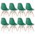 KIT - 8 x cadeiras Charles Eames Eiffel DSW - Base de madeira clara Verde-escuro
