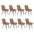 KIT - 8 x cadeiras estofadas Chicago Marrom café corten